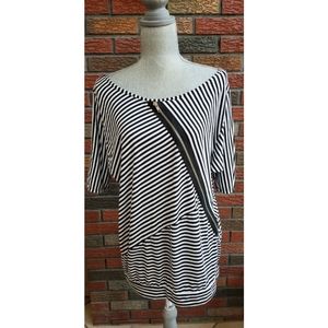 a.n.a Black White striped Top Zipper Detail